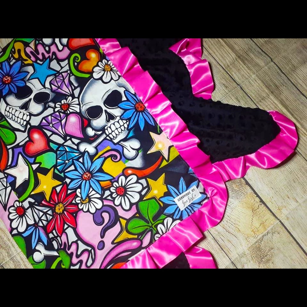 Handmade custom baby girl ruffled blanket